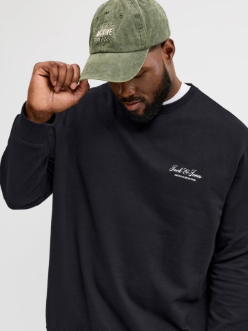 Jack & Jones Plus Bluza barbati big sizes, cu decolteu la baza gatului, Negru - Img 4