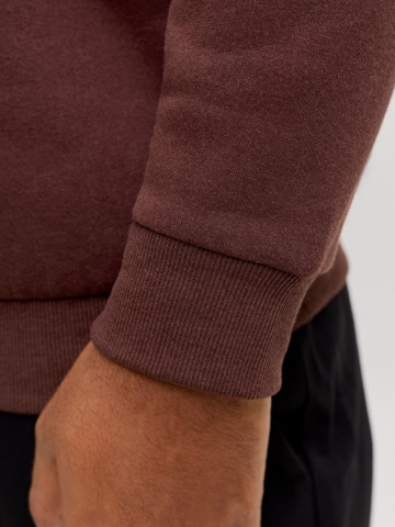 Jack & Jones Plus Bluza barbati big sizes, cu decolteu la baza gatului, Relaxed Fit, JJEBRADLEY, Visiniu - Img 5