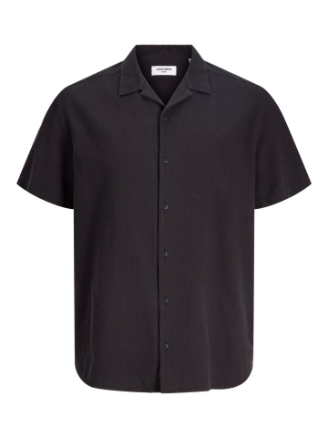Jack & Jones Plus Camasa Waffle, barbati big sizes, Resort Shirt, Negru - Img 8