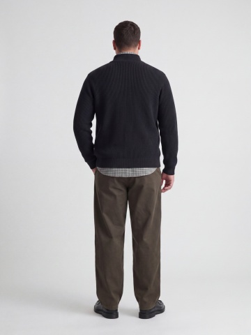 Jack & Jones Plus Cardigan tricotat barbati big sizes cu guler inalt, Regular Fit, JJEPERFECT, Negru - Img 4