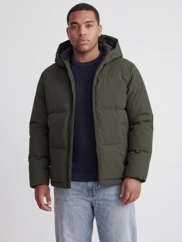Jack & Jones Plus Geaca barbati big sizes, cu gluga, Regular fit, JJGALAXY, Verde inchis