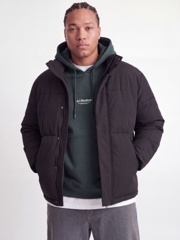 Jack & Jones Plus Geaca barbati big sizes, PUFFER, fara gluga, Regular fit, JJESOHO, Negru