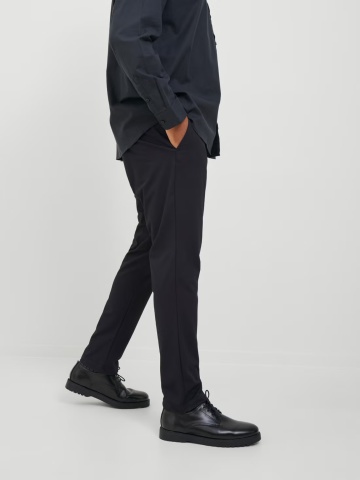 Jack & Jones Plus Pantaloni chino barbati big sizes, cu talie joasa si croiala Slim Fit, Negru - Img 3