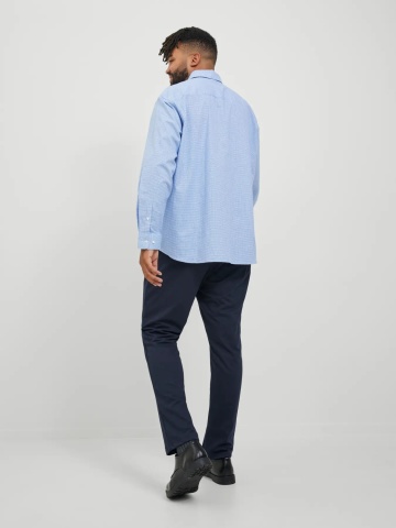Jack & Jones Plus Pantaloni chino barbati big sizes, cu talie joasa si croiala Slim Fit, Bleumarin inchis - Img 6