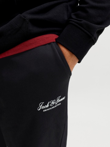 Jack & Jones Plus Pantaloni de trening barbati big sizes, JPSTGORDON, Regular fit, Negru - Img 4
