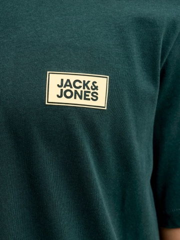 Jack & Jones Plus Tricou barbati big sizes, din bumbac, Regular fit, JJRUSH, Verde inchis - Img 5