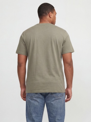 Jack & Jones Plus Tricou barbati big sizes, din bumbac, Regular Fit, JJBENSON, Olive - Img 2