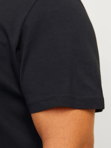 Jack & Jones Plus Tricou barbati big sizes, Relaxed Fit, imprimeu cu logo, Negru - Img 5