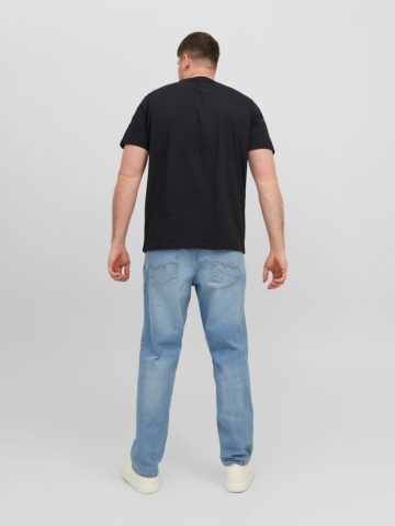 Jack & Jones Plus Tricou cu logo, barbati big sizes, din bumbac organic, Standard Fit, Negru - Img 2