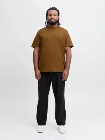 Jack & Jones Plus Tricou simplu barbati big sizes, Bradley, decolteu la baza gatului, Maro - Img 6