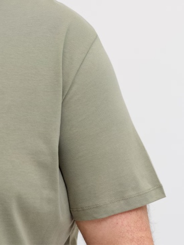 Jack & Jones Plus Tricou simplu barbati big sizes, cu decolteu la baza gatului, Bradley, Olive - Img 4