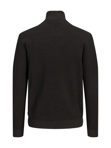 Jack & Jones Pulover barbati cu fermoar la baza gatului, din bumbac organic, JPRBLUSTANLEY, Maro inchis - Img 2