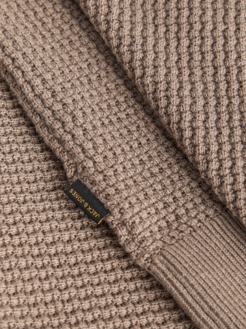 Jack & Jones Pulover barbati cu fermoar la baza gatului, din bumbac organic, JPRBLUSTANLEY, Maro deschis - Img 4