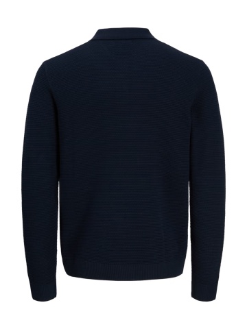 Jack & Jones Pulover tricotat barbati, din bumbac organic, guler polo, Bleumarin inchis - Img 8