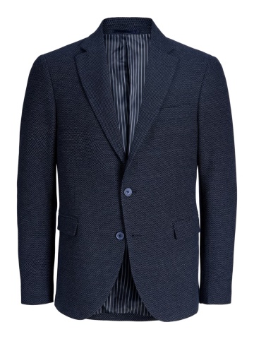 Jack & Jones Sacou elegant barbati, cu textura de fagure, Slim fit, JPRBLAENZO, Bleumarin inchis - Img 8