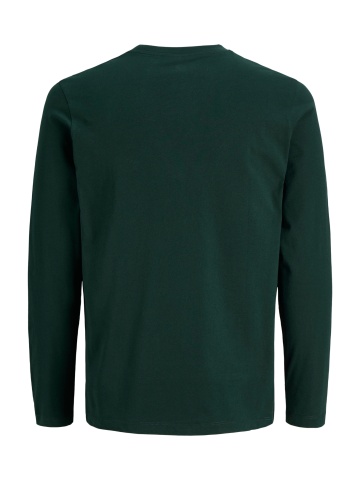 Jack & Jones Tricou baieti, cu maneca lunga, la baza gatului din bumbac organic, Regular fit, Verde inchis - Img 2