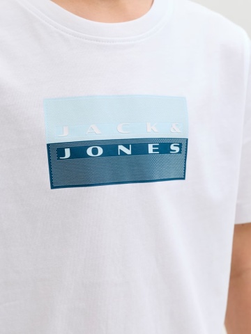 Jack & Jones Tricou baieti, Regular fit la baza gatului, Alb - Img 3