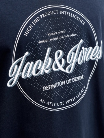 Jack & Jones Tricou barbati, din bumbac, Regular fit, JJEDOVER, Bleumarin inchis - Img 5