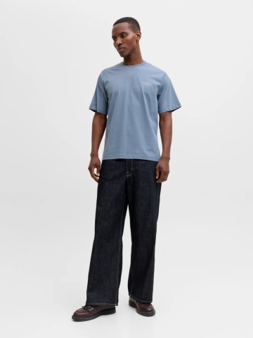 Jack & Jones Tricou barbati, din bumbac, Relaxed Fit, JJEARCHIVE, Albastru inchis - Img 6
