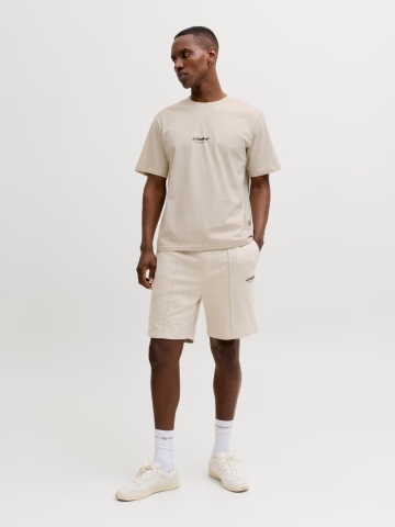 Jack & Jones Tricou barbati, JJESOHO TEE SS, la baza gatului, Relaxed Fit, Crem - Img 6
