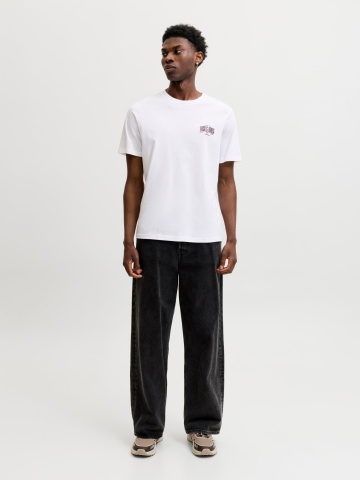 Jack & Jones Tricou barbati la baza gatului, din bumbac, Regular Fit, JJAERO, Alb - Img 5