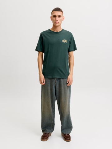 Jack & Jones Tricou barbati la baza gatului, din bumbac, Regular Fit, JJAERO, Verde inchis - Img 5