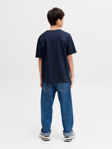 Jack & Jones Tricou cu decolteu la baza gatului, baieti, imprimeu cu logo, Regular fit, Bleumarin inchis - Img 7
