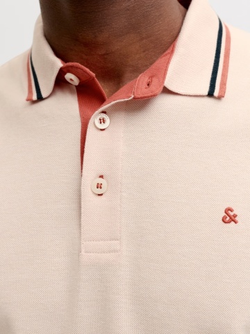 Jack & Jones Tricou polo barbati, Slim fit cu guler contrast, Piersica - Img 4