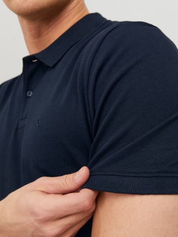 Jack & Jones Tricou polo Basic, Slim Fit, din bumbac, Bleumarin inchis - Img 5