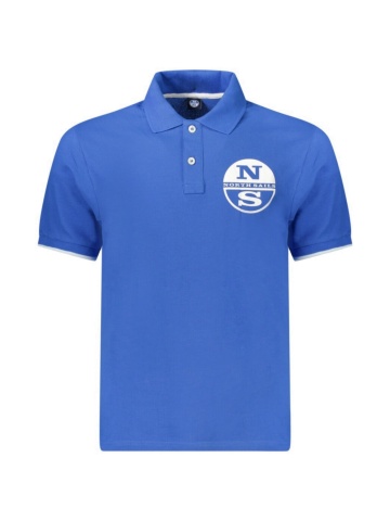 North Sails Tricou polo barbati, cu imprimeu cu logo, Regular fit, Albastru deschis - Img 1