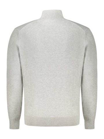 Pulover cu guler barbati, cu mini logo brodat, Regular fit, gri deschis - Img 2