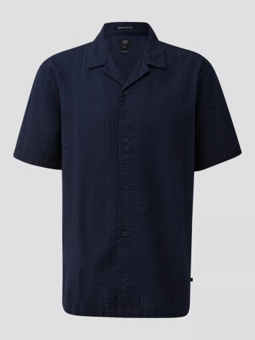 Q/S by s.Oliver Camasa cu maneca scurta barbati, din bumbac, Resort fit, Bleumarin inchis - Img 6