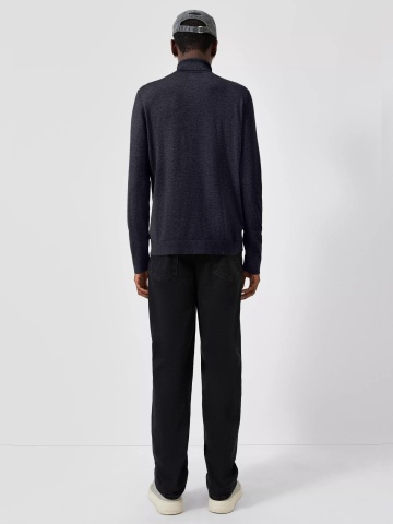 Q/S by s.Oliver Pulover barbati cu guler inalt, tricotat fin, Slim fit, Bleumarin inchis - Img 5