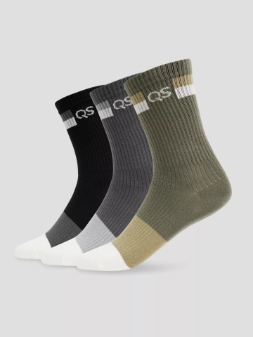 Q/S by s.Oliver Set 3 perechi de sosete retro, barbati, din amestec de bumbac, Gri inchis