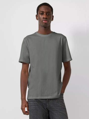 Q/S by s.Oliver Tricou barbati, la baza gatului, din bumbac, Regular Fit, Gri