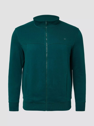 s.Oliver Big Sizes Bluza barbati big sizes cu guler inalt si fermoar, Regular fit, Verde - Img 8