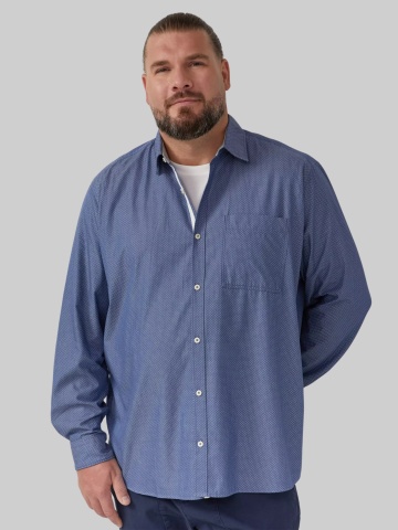 s.Oliver Big Sizes Camasa barbati big sizes, cu imprimeu cu buline si croiala Regular fit, Albastru inchis