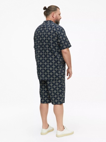 s.Oliver Big Sizes Camasa barbati big sizes, din bumbac, cu imprimeu, Resort fit, Bleumarin inchis - Img 6