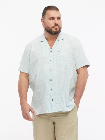 s.Oliver Big Sizes Camasa cu imprimeu floral, barbati big sizes, din amestec de bumbac, Resort fit, Albastru deschis