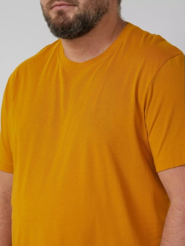 s.Oliver Big Sizes Tricou barbati big sizes cu decolteu la baza gatului, 100% bumbac, Galben inchis - Img 4