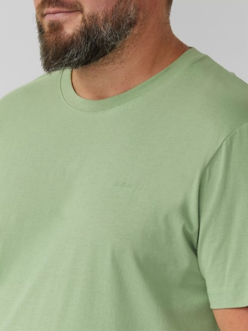 s.Oliver Big Sizes Tricou barbati big sizes, cu decolteu la baza gatului, din bumbac, Verde deschis - Img 4