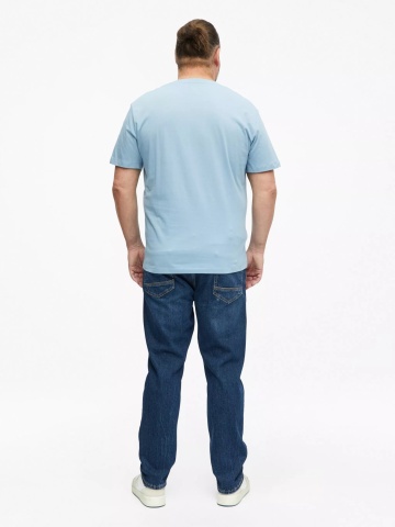 s.Oliver Big Sizes Tricou cu decolteu la baza gatului, barbati big sizes, din bumbac, Regular fit, Albastru - Img 2