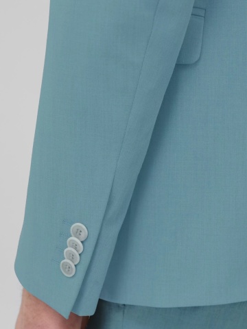 s.Oliver BLACK LABEL Sacou elegant barbati, croiala Slim fit, Turcoaz - Img 4