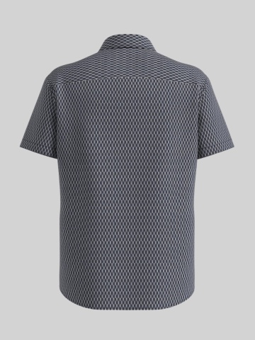s.Oliver Camasa elastica barbati cu maneca scurta, imprimeu abstract, Regular Fit, Bleumarin inchis - Img 2