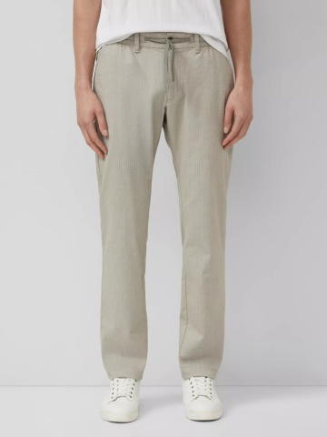 s.Oliver Pantaloni chino barbati, din bumbac, cu talie medie, Regular fit, Straight leg, Phoenix, Verde masliniu