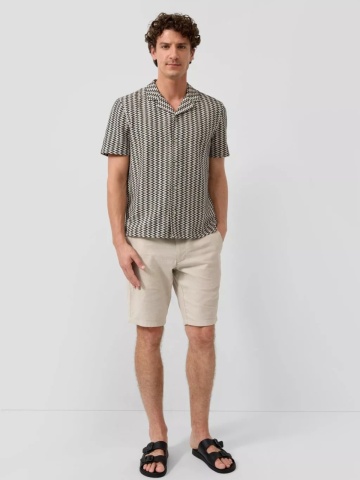 s.Oliver Pantaloni scurti barbati, din amestec de in, cu talie medie, Regular fit, Phoenix, Bej - Img 5