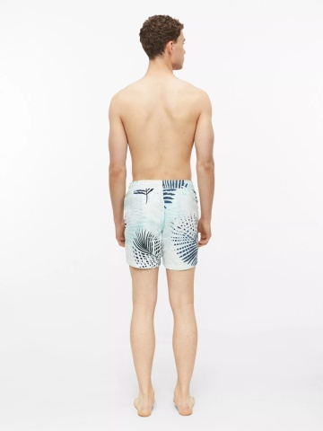 s.Oliver Pantaloni scurti barbati pentru inot cu imprimeu floral, Regular fit, Turcoaz deschis - Img 6