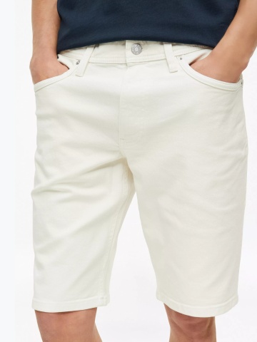 s.Oliver Pantaloni scurti de blug barbati, cu talie medie, Regular fit, Alb - Img 3