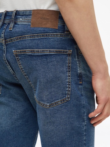 s.Oliver Pantaloni scurti de blug barbati, din bumbac, cu talie medie, Regular fit, Albastru - Img 3