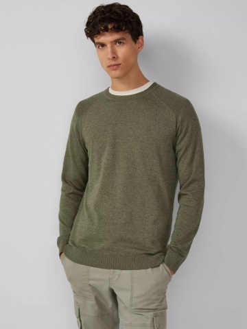 s.Oliver Pulover tricotat barbati cu guler rotund si maneci raglan, Verde inchis